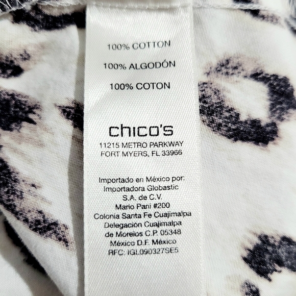 Chico’s Women Size XL Button Front Leopard Print Blouse 100% Cotton 3/4 Sleeve - Picture 11 of 13